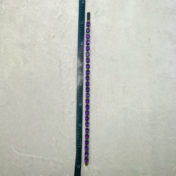 Purple Amethyst 💜 Rhodium Over Sterling Silver Bracelet - Picture 13 of 14